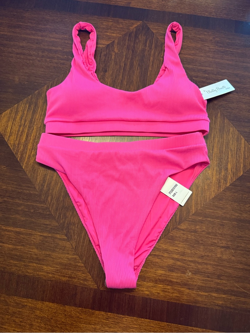 Riley Rose Hot Pink Ribbed Bikini Set